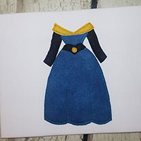 Blue Princess Dress Machine Applique Design 